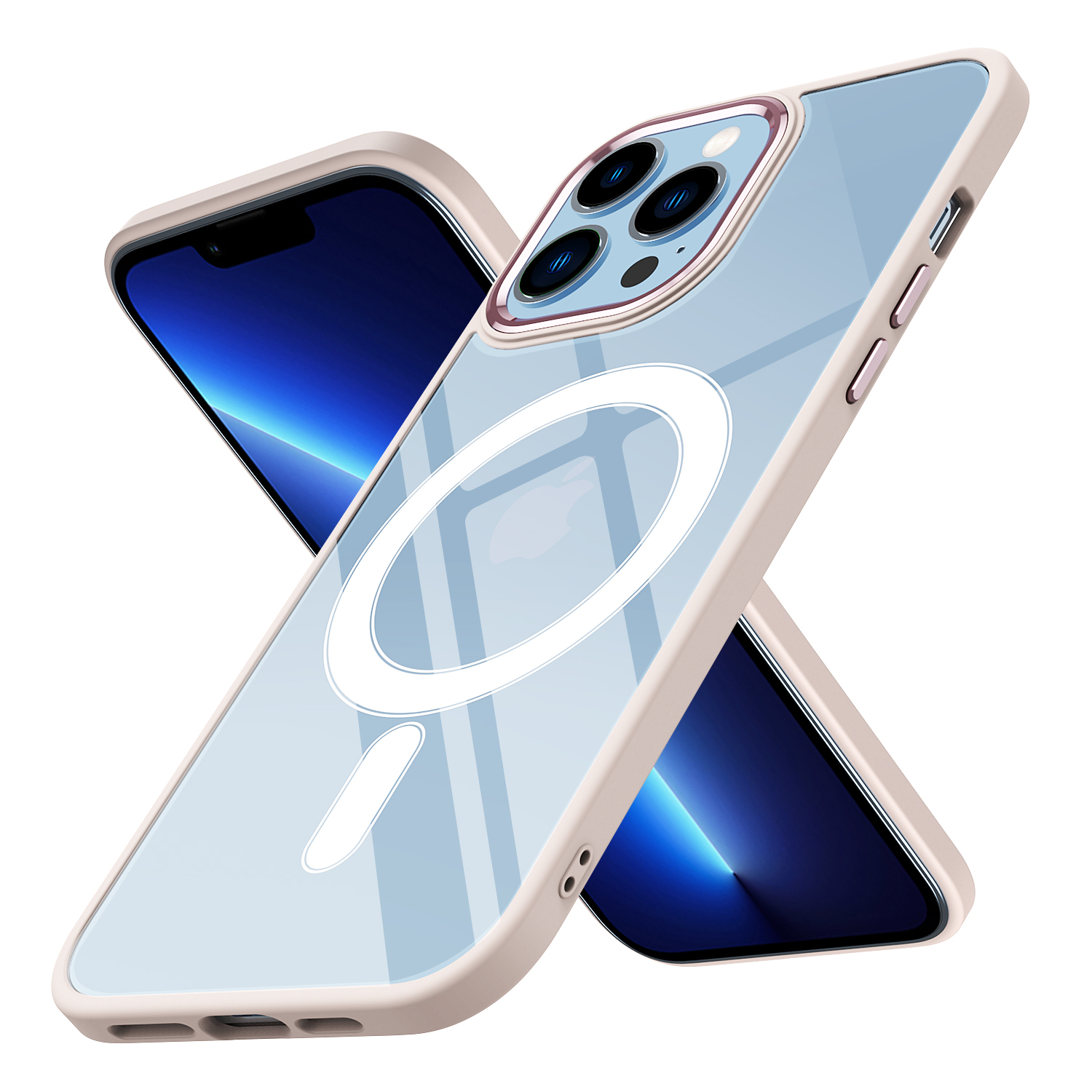 KNY Apple phone 12 Pro Max Klf Parlak Kamera Korumal Renkli Kenarl Magsafeli Krom Kapak