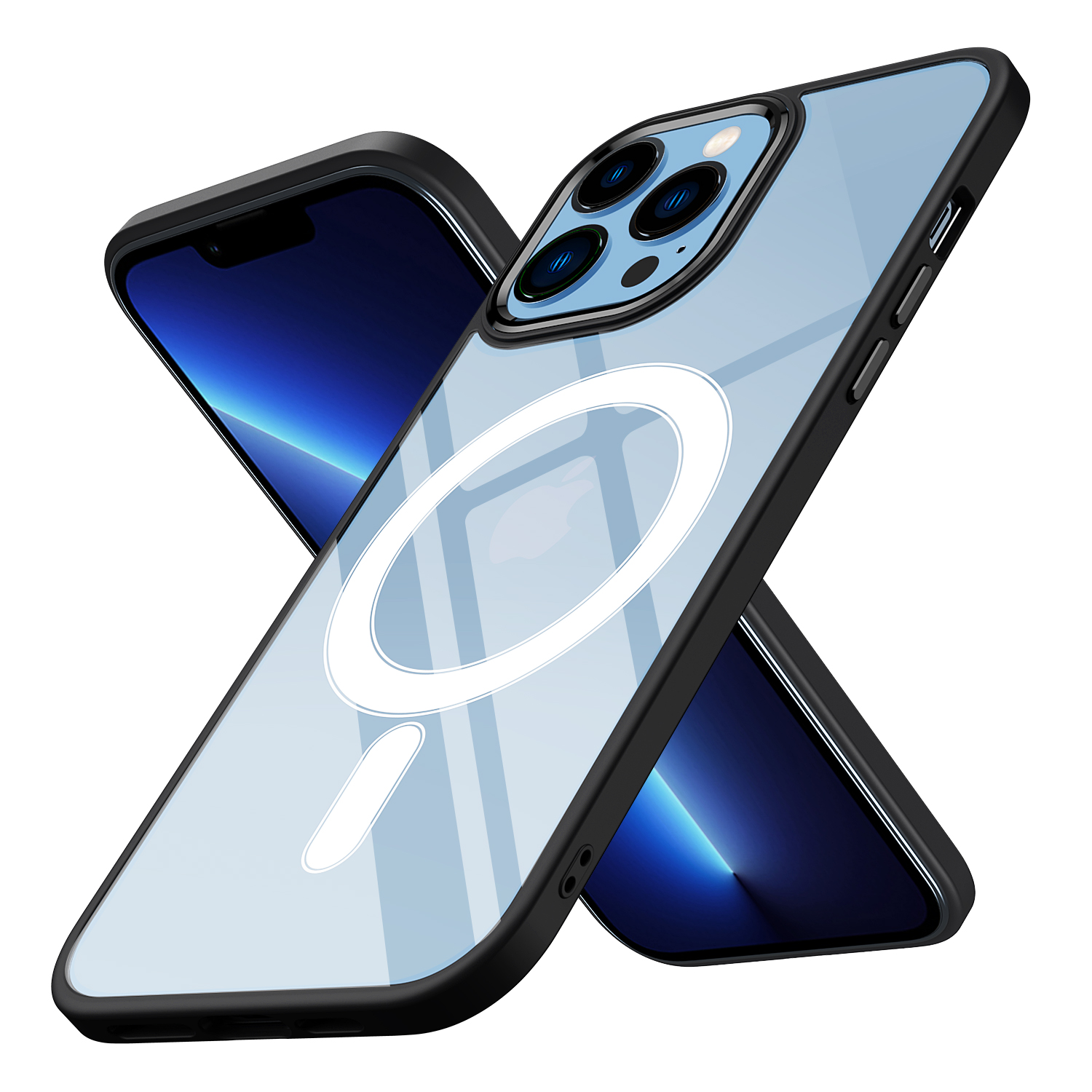 KNY Apple İphone 13 Pro Max Kılıf Parlak Kamera Korumalı Renkli Kenarlı Magsafeli Krom Kapak
