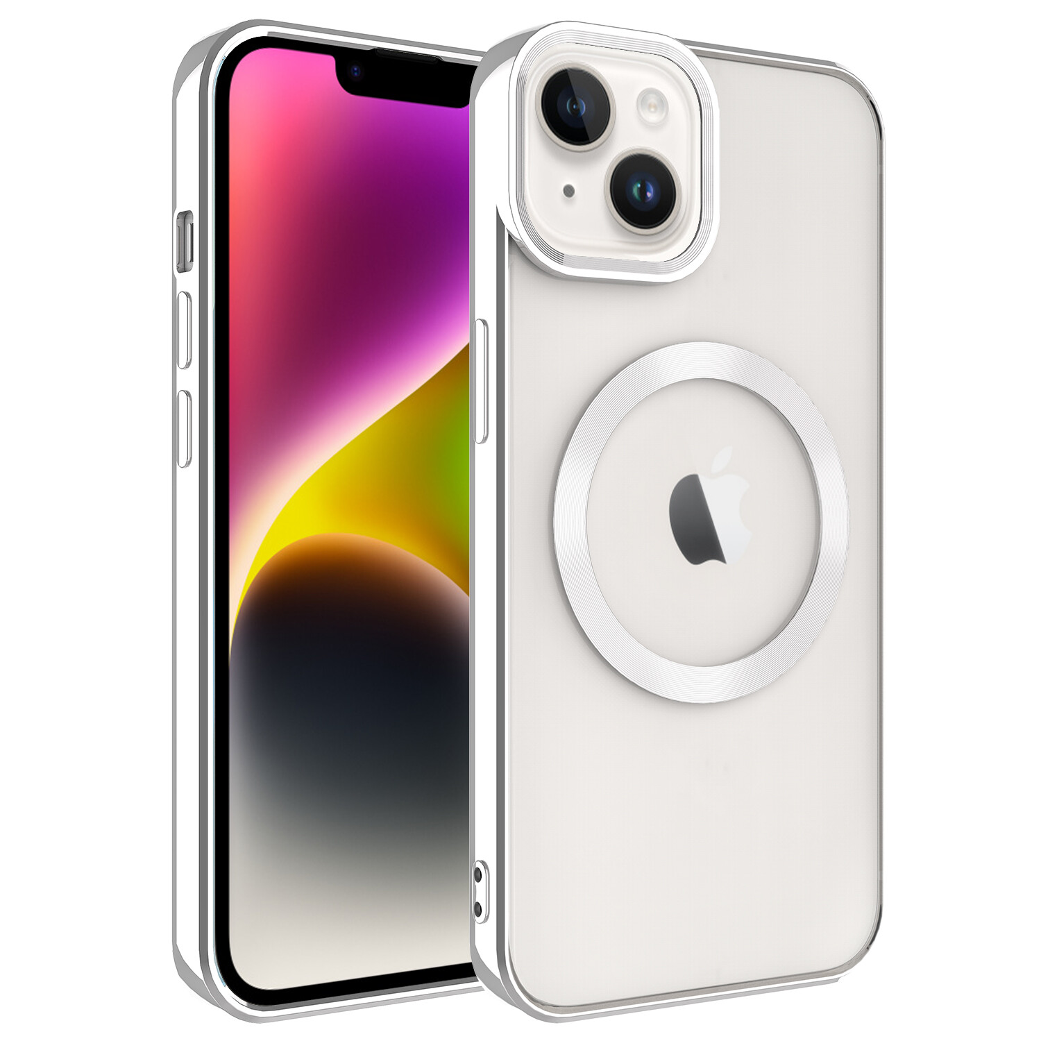 KNY Apple phone 14 Klf Magsafeli 4 Ke Renkli Laser Setro Kapak