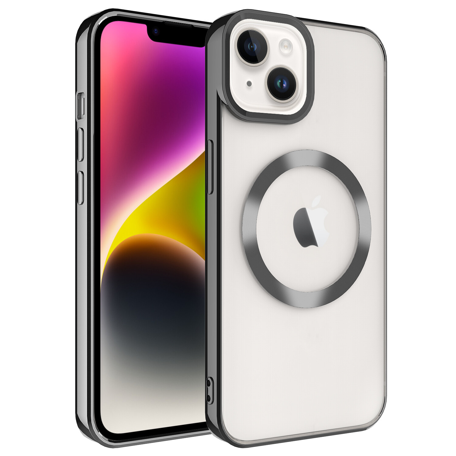 KNY Apple phone 14 Klf Magsafeli 4 Ke Renkli Laser Setro Kapak