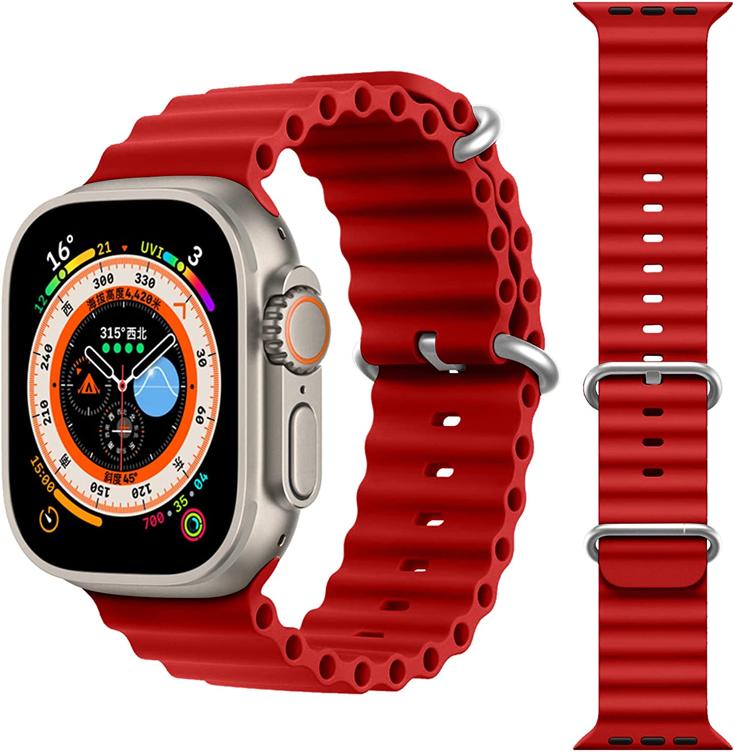 KNY Apple Watch 44 MM in KRD-75 Renkli Silikon Kay-Kordon