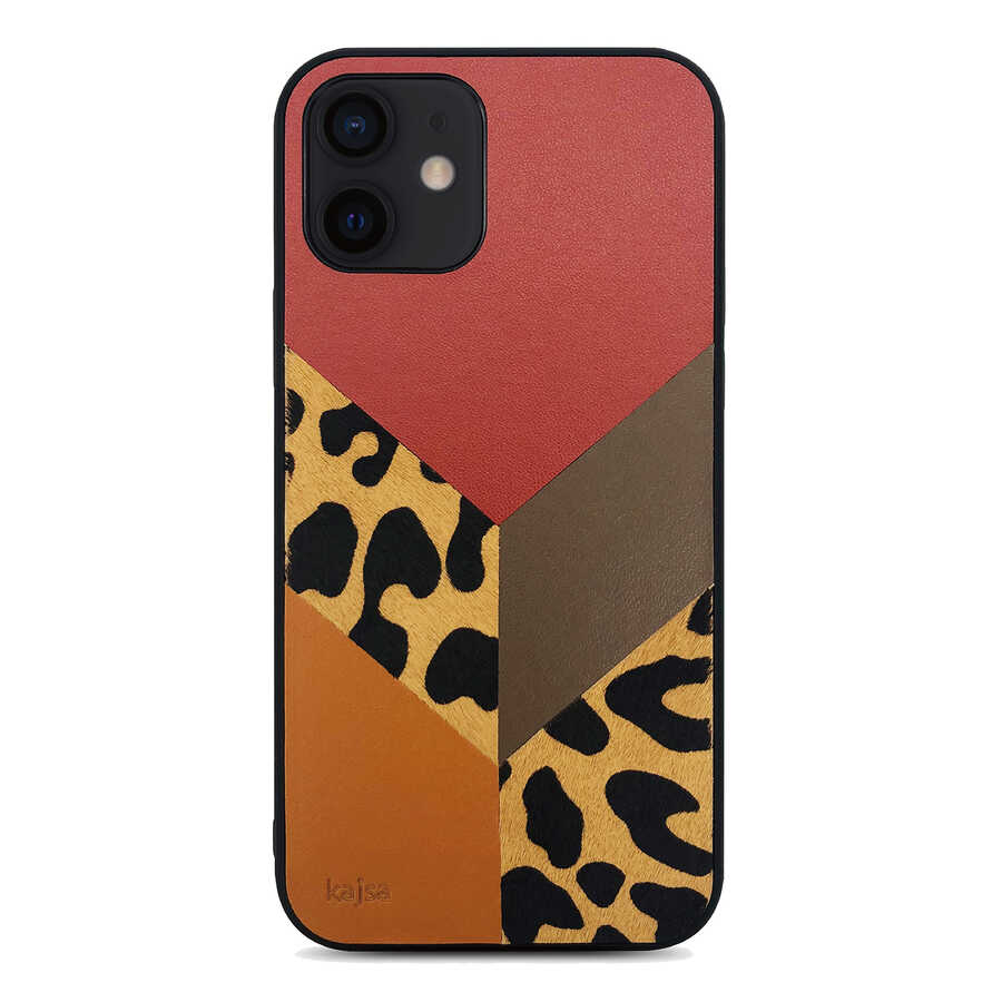 Apple iPhone 12 Klf Kajsa Glamorous Serisi Leopard Combo Kapak
