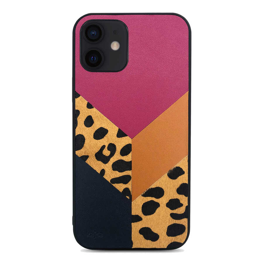 Apple iPhone 12 Klf Kajsa Glamorous Serisi Leopard Combo Kapak