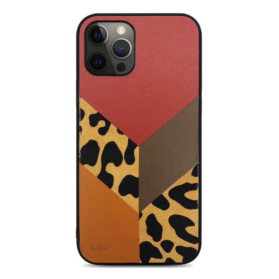 Apple iPhone 12 Pro Max Klf Kajsa Glamorous Serisi Leopard Combo Kapak