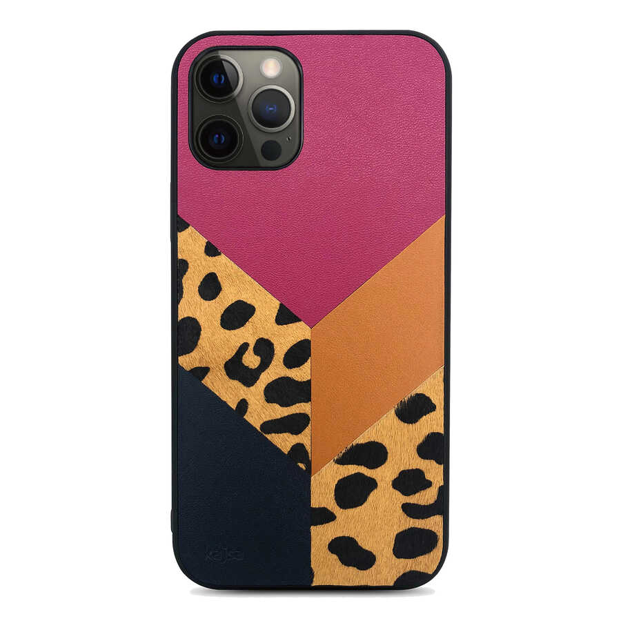 Apple iPhone 12 Pro Max Klf Kajsa Glamorous Serisi Leopard Combo Kapak