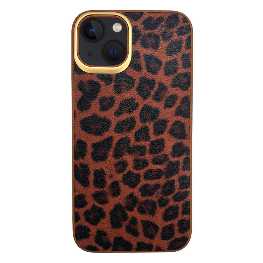 Apple iPhone 13 Klf Kajsa Glamorous Serisi Leopard Combo Kapak