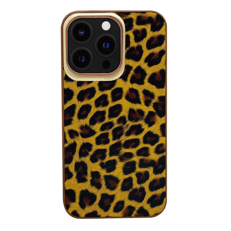 Apple iPhone 13 Pro Klf Kajsa Glamorous Serisi Leopard Combo Kapak