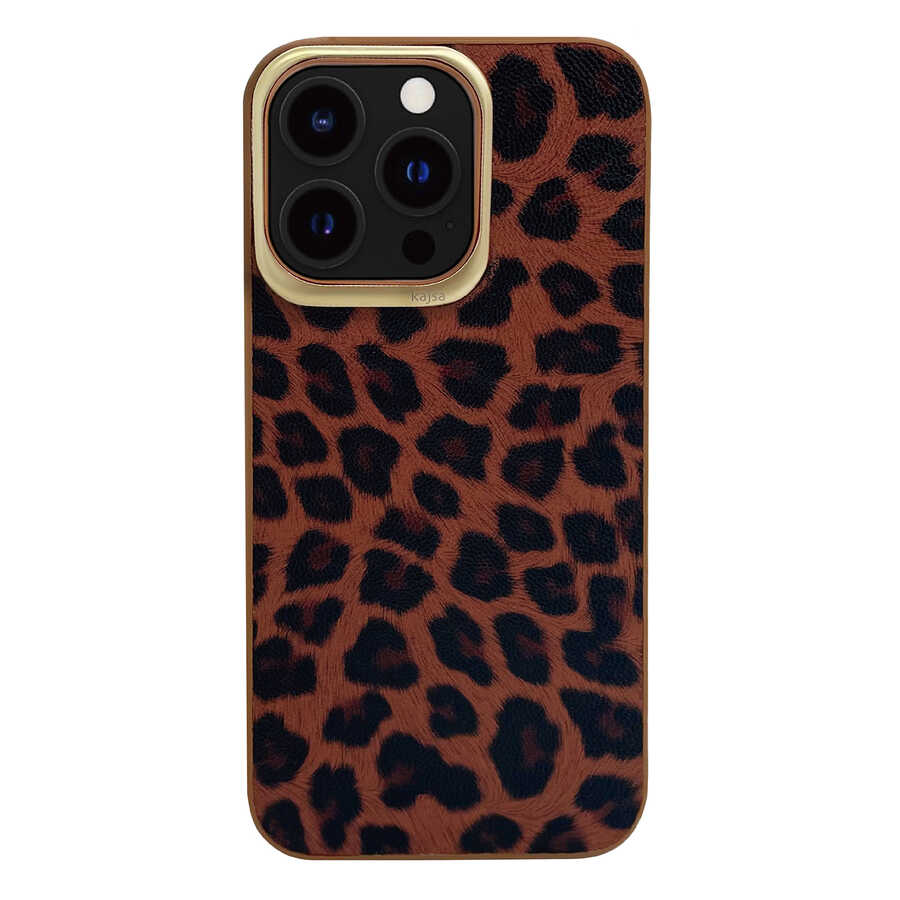 Apple iPhone 13 Pro Max Klf Kajsa Glamorous Serisi Leopard Combo Kapak