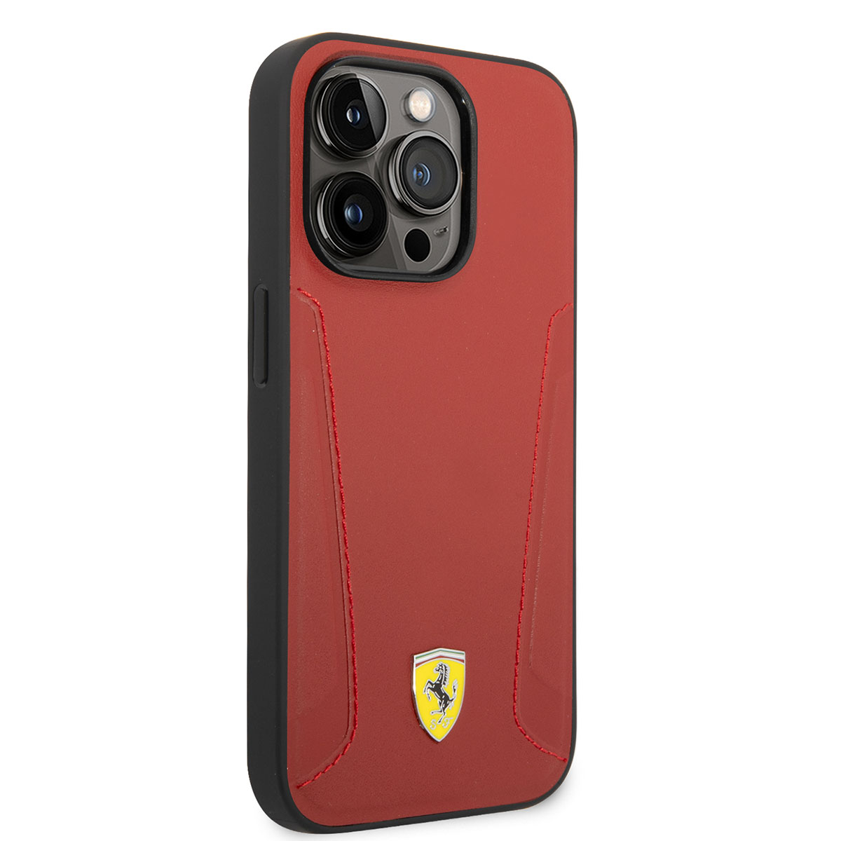Apple iPhone 14 Pro Klf Ferrari Magsafe arj zellikli Deri Kenarlar Damgal Dizayn Kapak