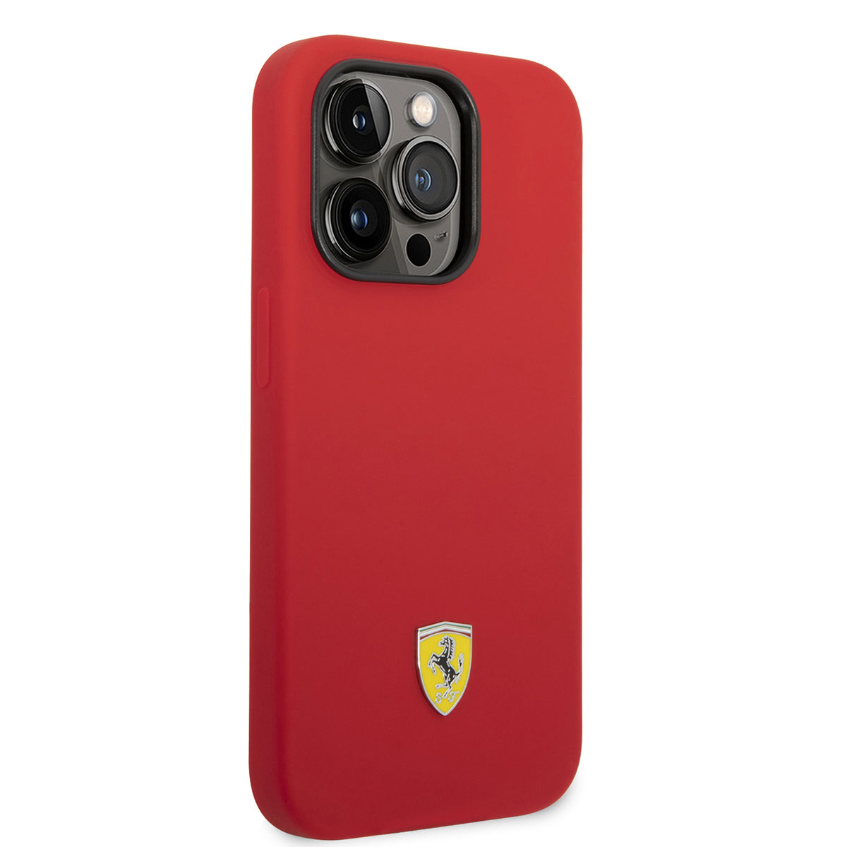 Apple iPhone 14 Pro Klf Ferrari Magsafe arj zellikli Silikon Metal Logo Dizayn Kapak