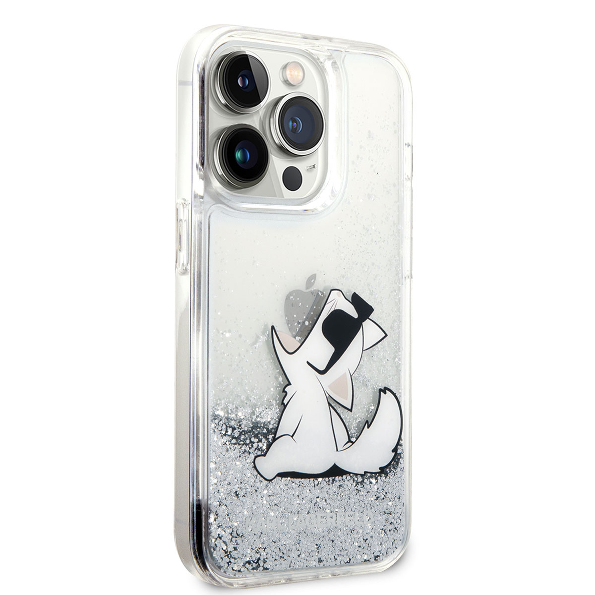 Apple iPhone 14 Pro Kılıf Karl Lagerfeld Sıvılı Simli Choupette Dizayn Kapak