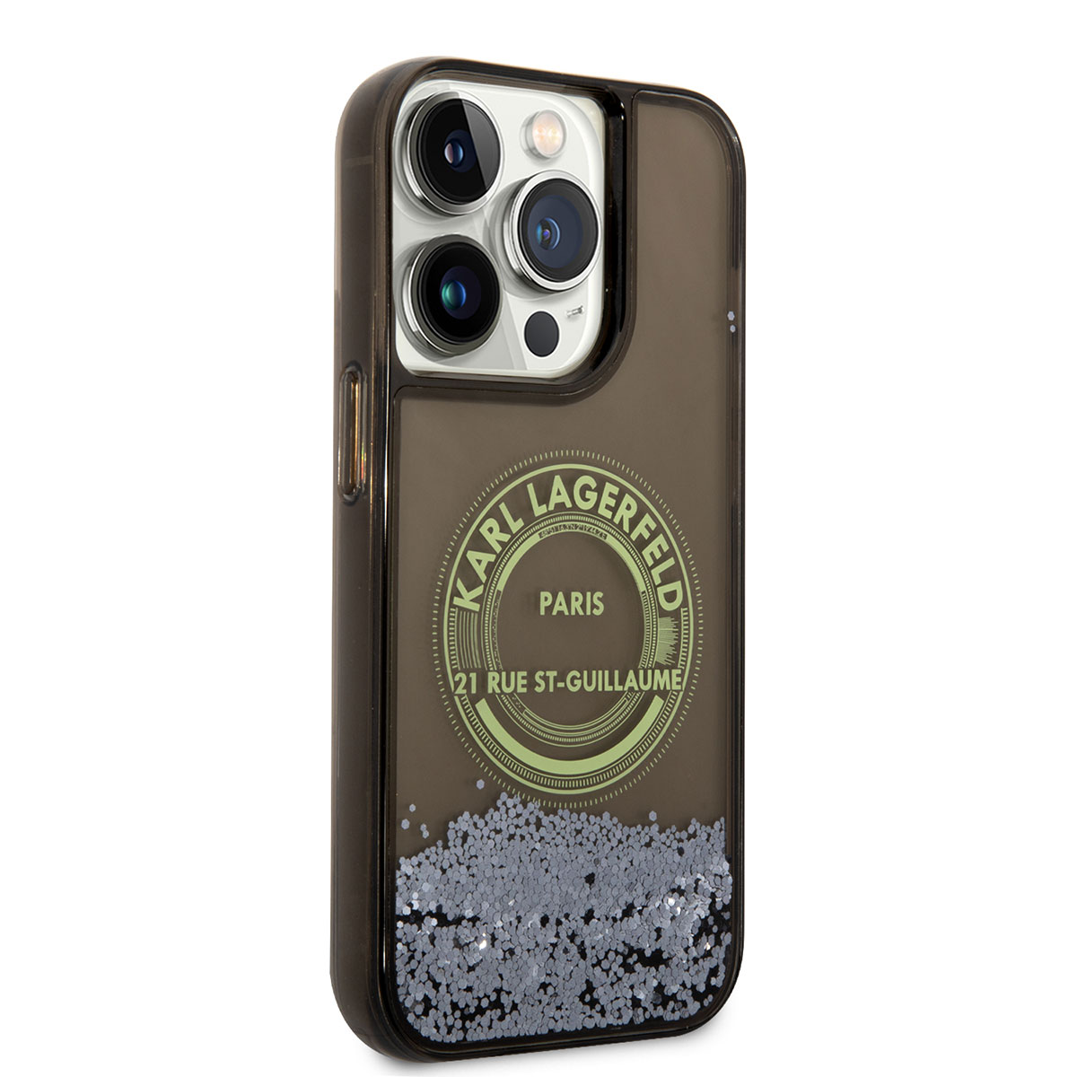 Apple iPhone 14 Pro Kılıf Karl Lagerfeld Sıvılı Simli RSG Dizayn Kapak