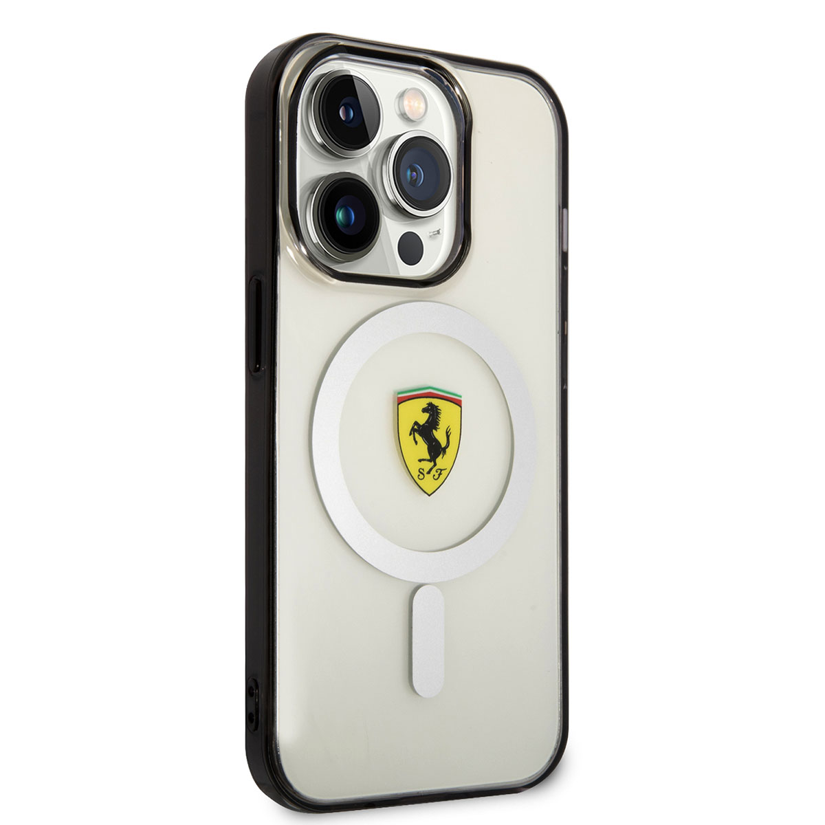 Apple iPhone 14 Pro Max Klf Ferrari Magsafe arj zellikli Transparan Dizayn Kapak