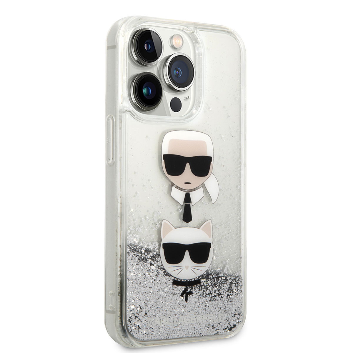 Apple iPhone 14 Pro Max Klf Karl Lagerfeld Svl Simli K&C Head Dizayn Kapak