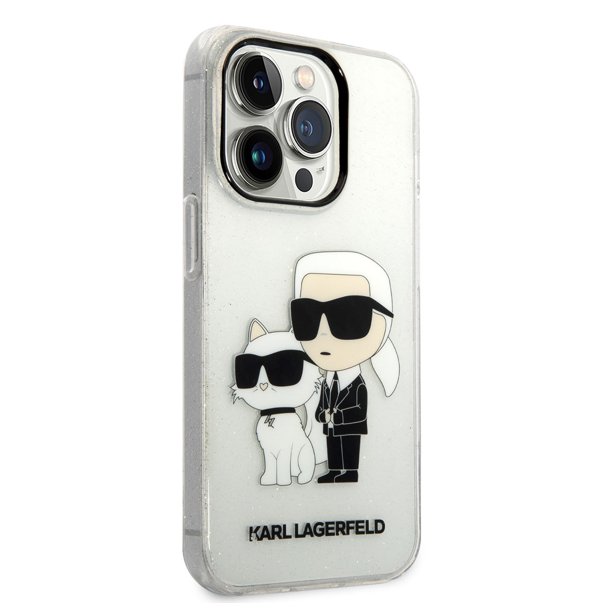 Apple iPhone 14 Pro Max Klf Karl Lagerfeld Transparan Simli K&C Dizayn Kapak