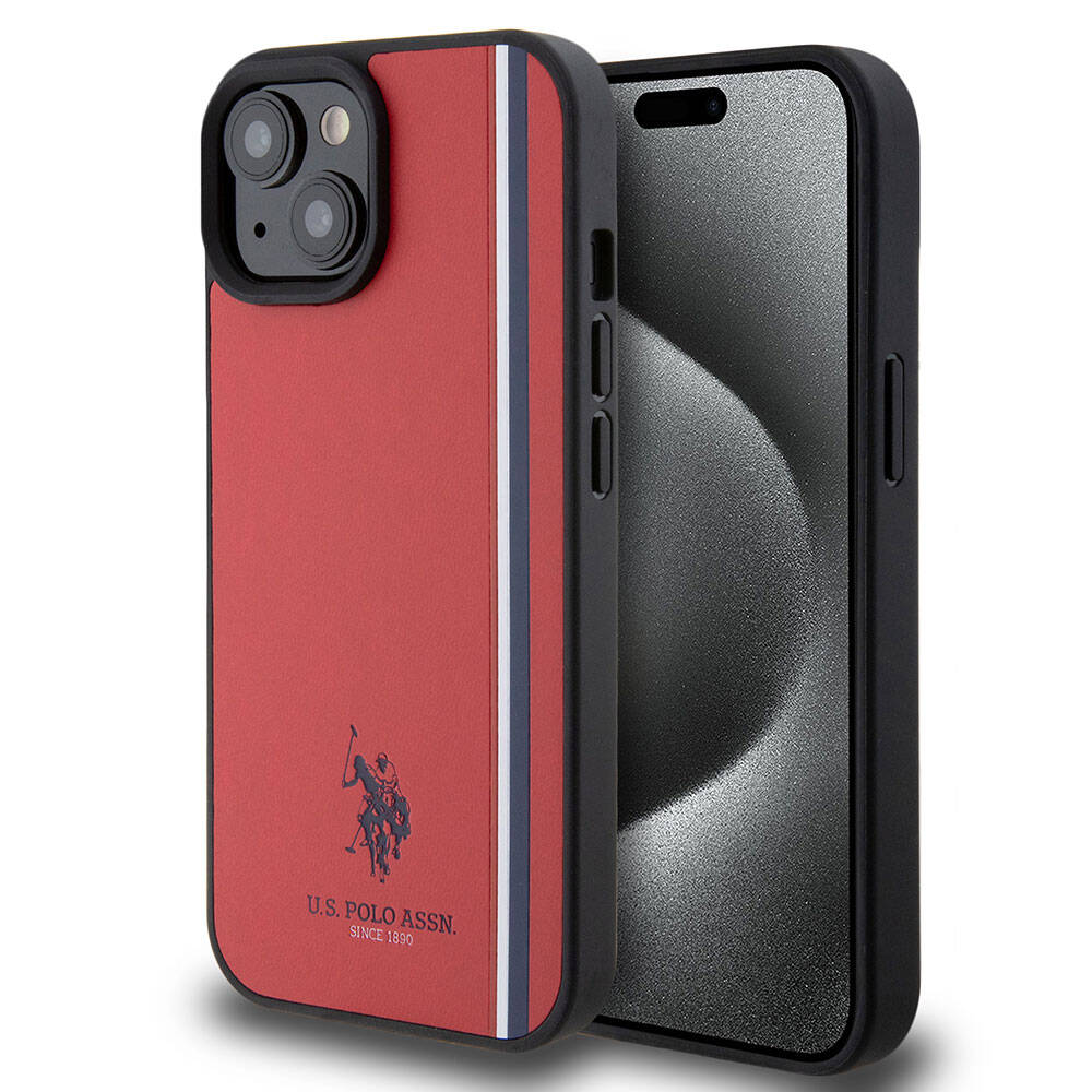 Apple iPhone 15 Kılıf U.S. Polo Assn. Orjinal Lisanslı Üç Renk Şerit Tasarımlı Baskı Logolu Kapak