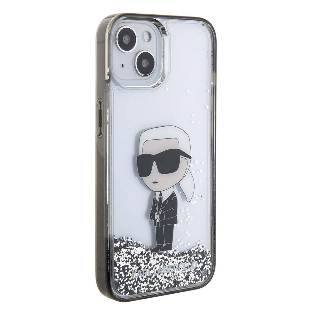 Apple iPhone 15 Plus Klf Karl Lagerfeld konik Svl Glitter Orjinal Lisansl Kapak