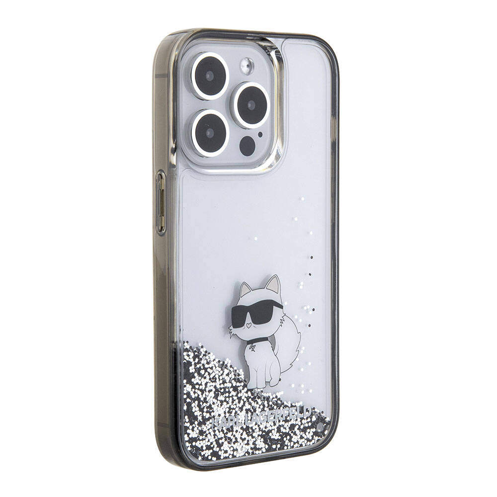 Apple iPhone 15 Pro Klf Karl Lagerfeld Choupette Svl Glitter Orjinal Lisansl Kapak