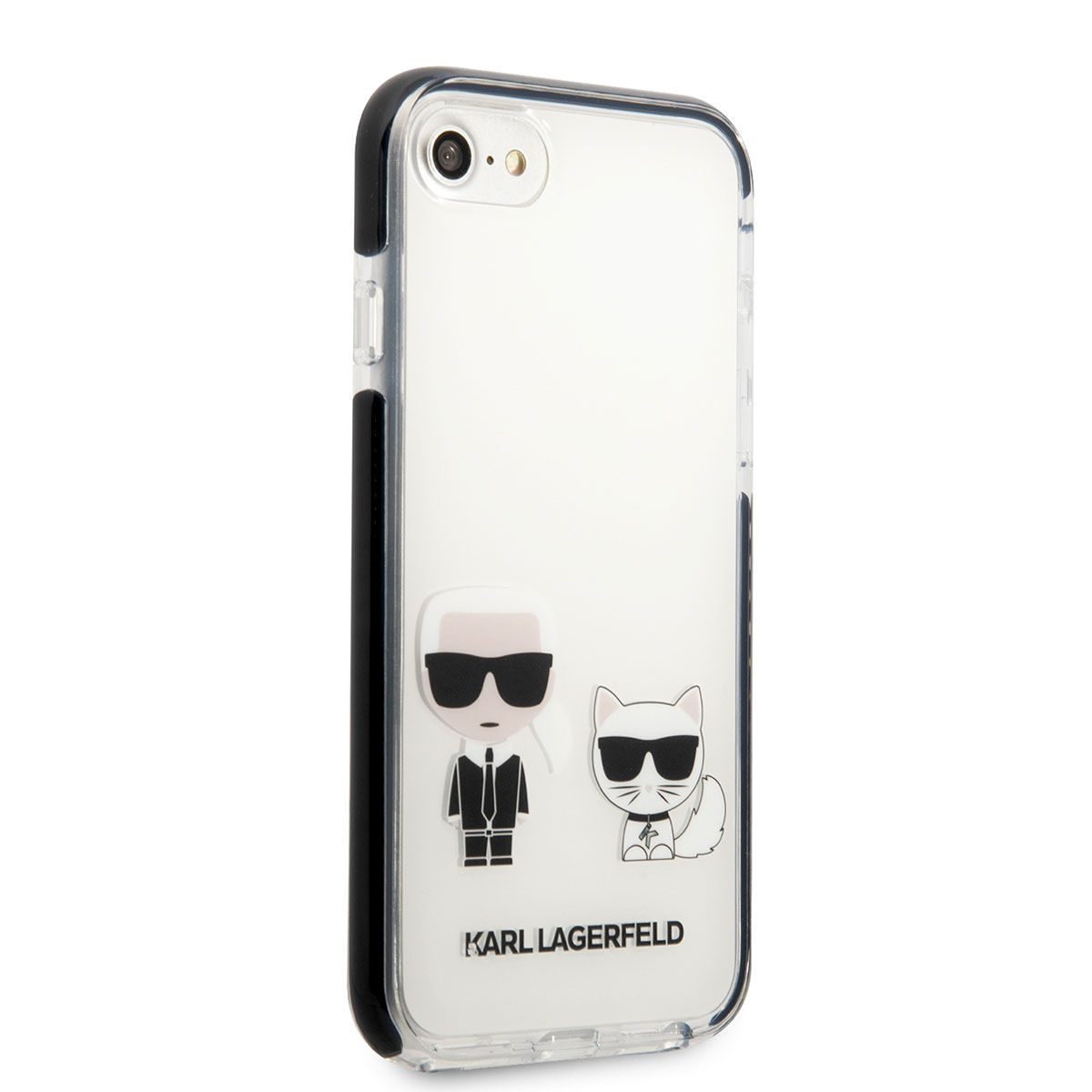 Apple iPhone SE 2020 Kılıf Karl Lagerfeld Kenarları Siyah Silikon K&C Dizayn Kapak