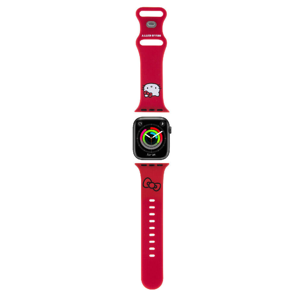 Apple Watch 41mm Hello Kitty Orjinal Lisansl Yaz Logolu Fiyonk & Kitty Head Silikon Kordon