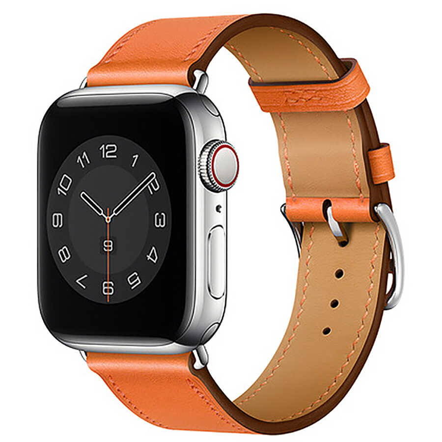 Apple Watch 7 45mm Wiwu Attleage Watchband Hakiki Deri Kordon