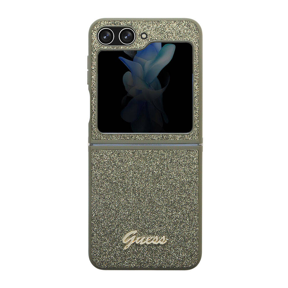 Galaxy Z Flip 5 Klf Guess Orjinal Lisansl Yaz Logolu Glitter Flakes Kapak