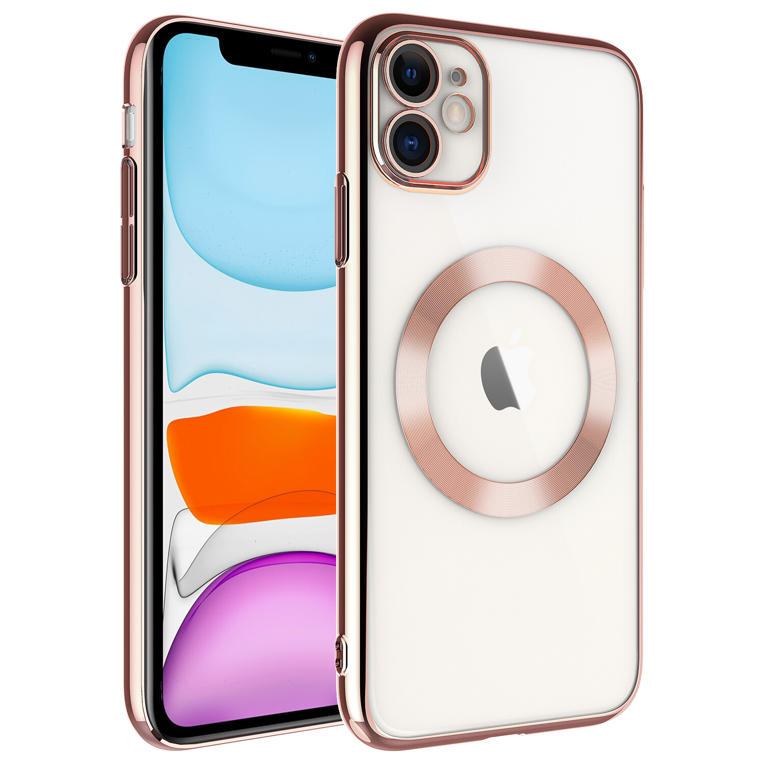 KNY Apple phone 11 Klf Renkli Kenarl Magsafeli Riksos Kapak