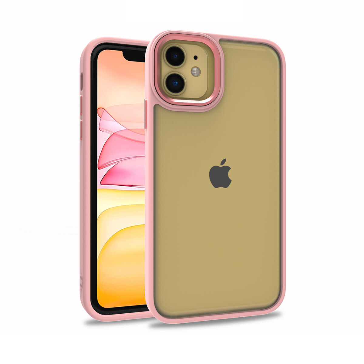KNY Apple phone 11 Klf Silikon Kenarl Arkas effa Renkli Flora Sert Kapak