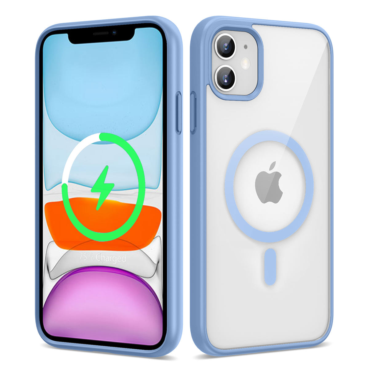 KNY Apple phone 11 Klf Silikon Kenarl Renkli Magsafeli Sert Ege Kapak