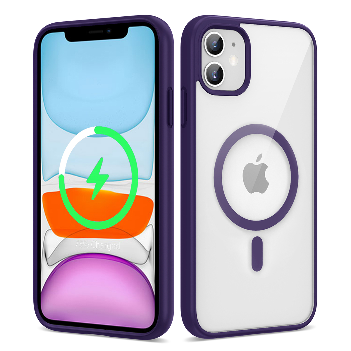 KNY Apple phone 11 Klf Silikon Kenarl Renkli Magsafeli Sert Ege Kapak