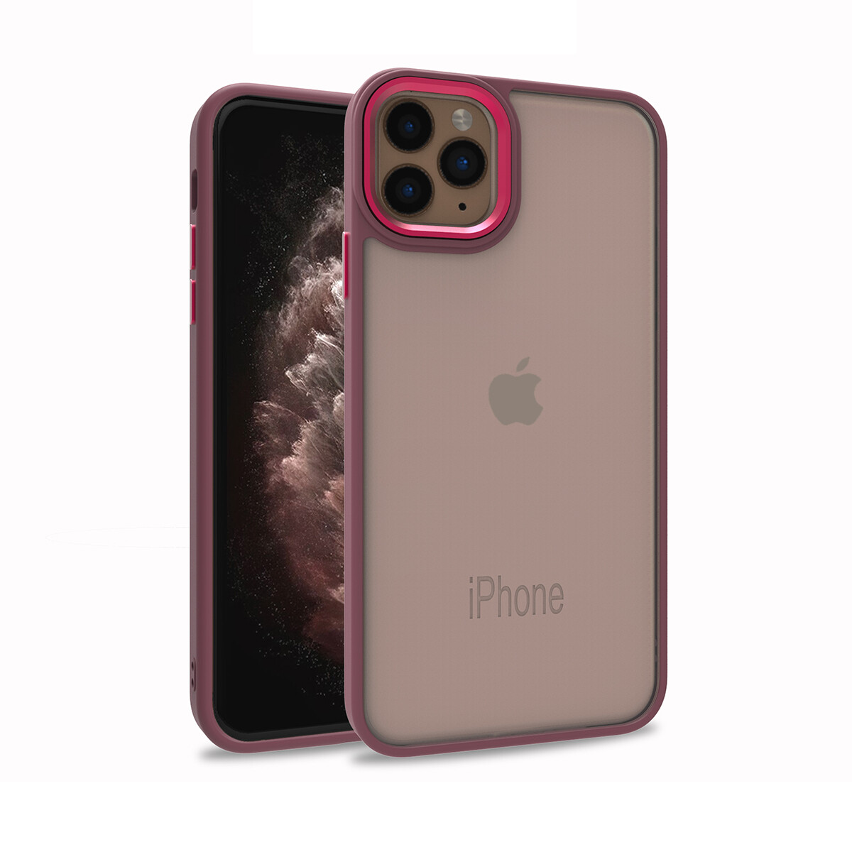 KNY Apple phone 11 Pro Max Klf Silikon Kenarl Arkas effa Renkli Flora Sert Kapak