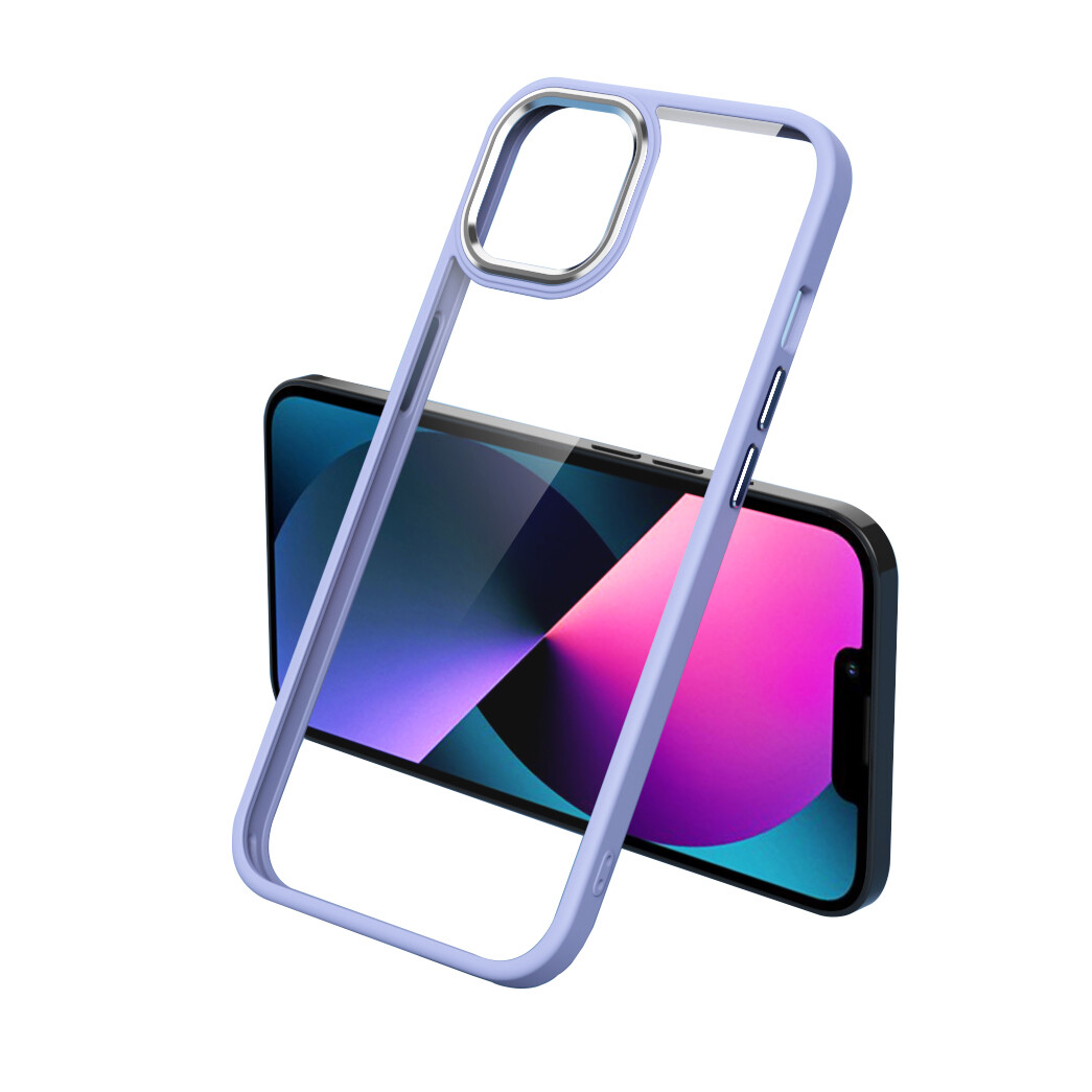 KNY Apple phone 12 Klf Renkli Silikon Kenarl effaf Krom Kapak