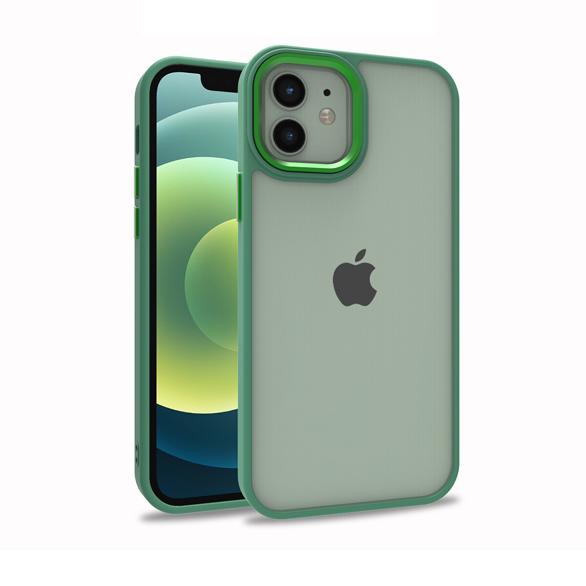 KNY Apple phone 12 Klf Silikon Kenarl Arkas effa Renkli Flora Sert Kapak