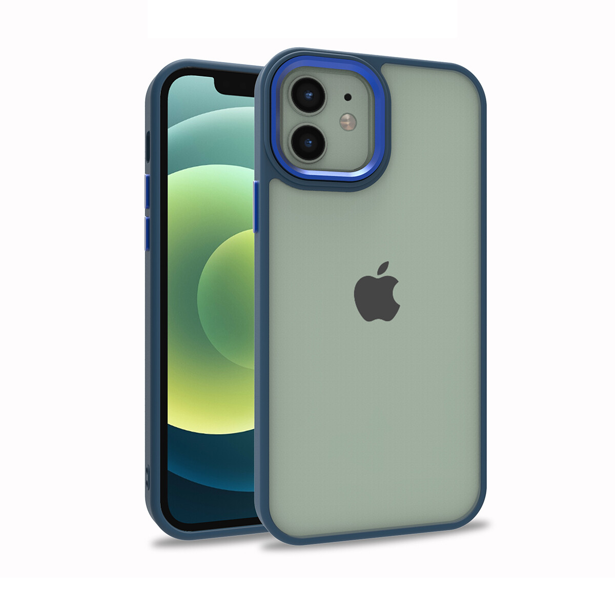 KNY Apple phone 12 Klf Silikon Kenarl Arkas effa Renkli Flora Sert Kapak