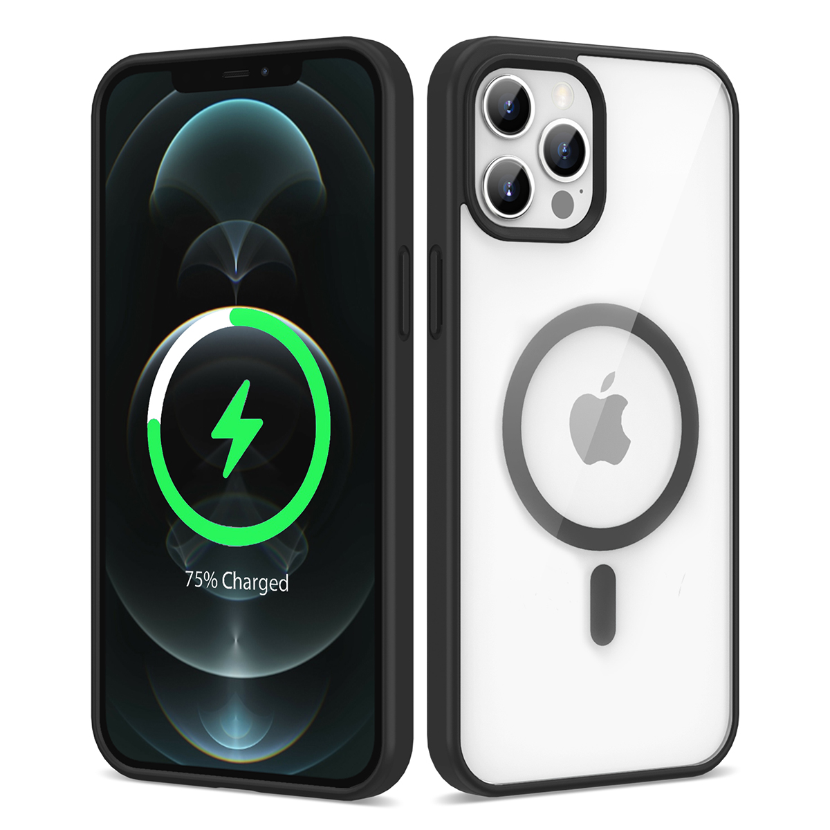 KNY Apple phone 12 Klf Silikon Kenarl Renkli Magsafeli Sert Ege Kapak