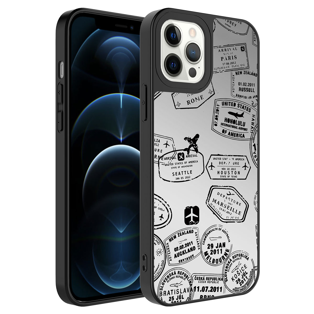 KNY Apple phone 12 Pro Klf Aynal Desenli Parlak Mirror Kapak