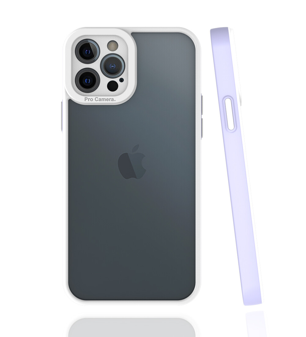 KNY Apple phone 12 Pro Klf Renkli Silikon Kenarl Kamera Korumal effaf Mima Kapak