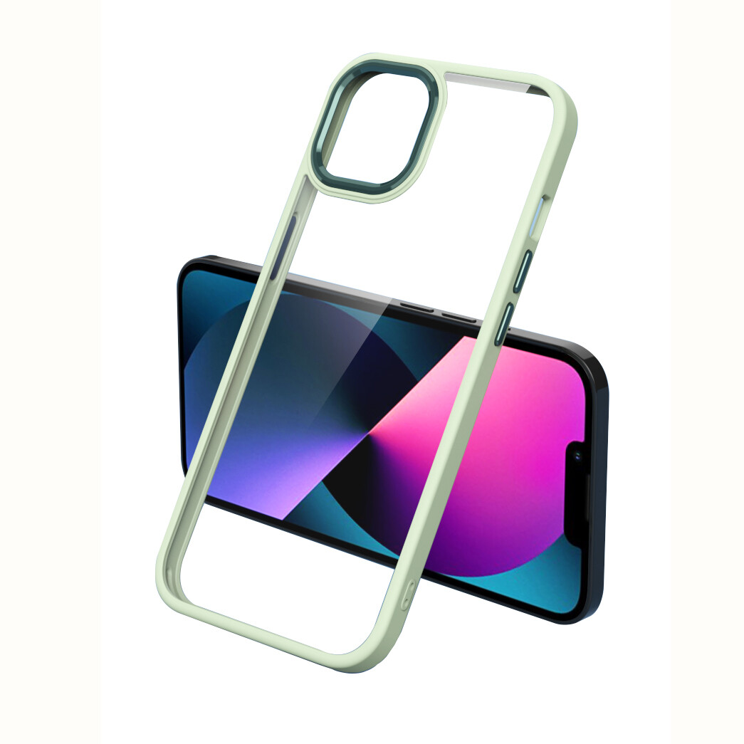 KNY Apple phone 12 Pro Klf Renkli Silikon Kenarl effaf Krom Kapak