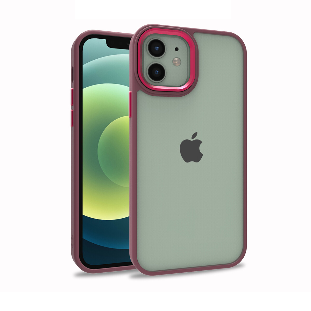 KNY Apple phone 12 Pro Klf Silikon Kenarl Arkas effa Renkli Flora Sert Kapak