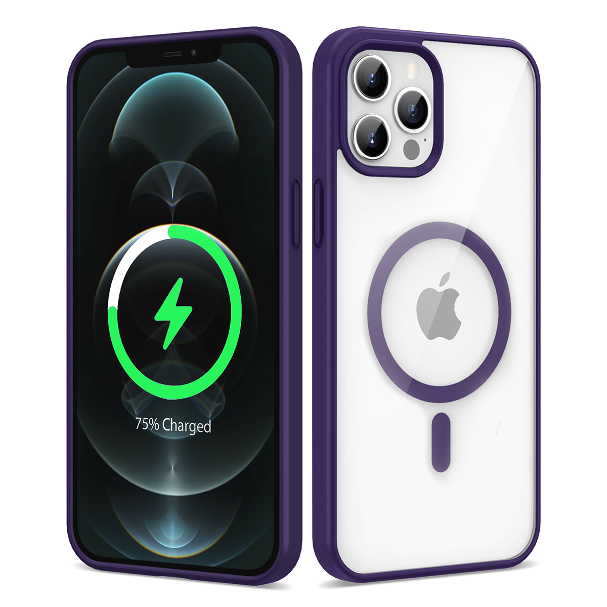 KNY Apple phone 12 Pro Max Klf Silikon Kenarl Renkli Magsafeli Sert Ege Kapak