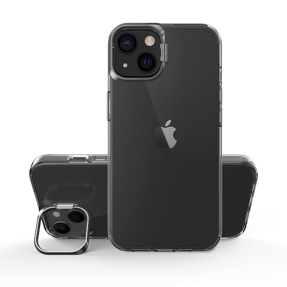 KNY Apple İphone 13 Kılıf Renkli Kamera Standlı Şeffaf Skuba Kapak