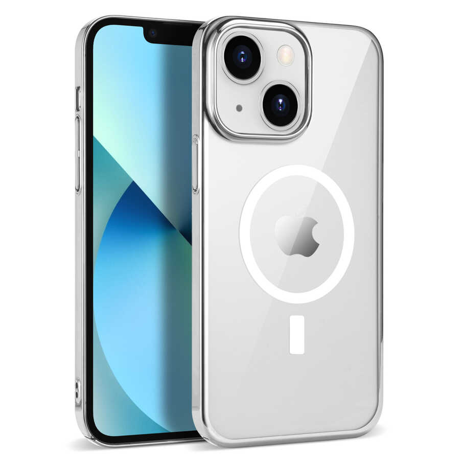 KNY Apple phone 13 Klf Renkli Kenarl Magsafeli Sert Pixel Kapak