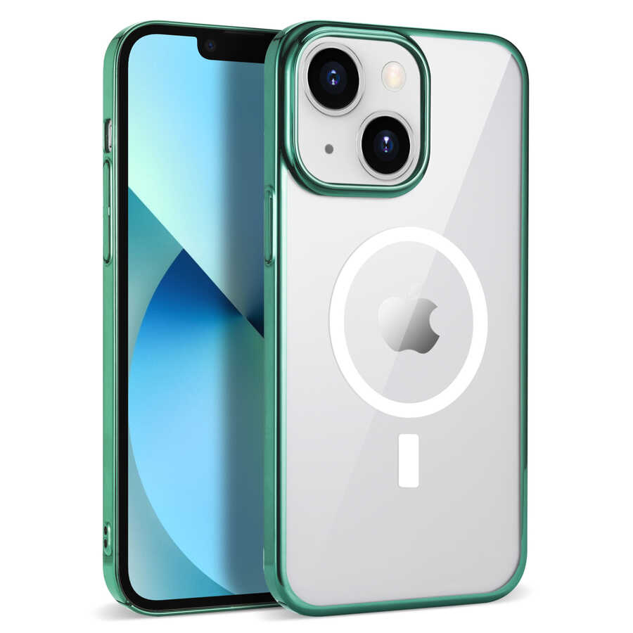 KNY Apple phone 13 Klf Renkli Kenarl Magsafeli Sert Pixel Kapak