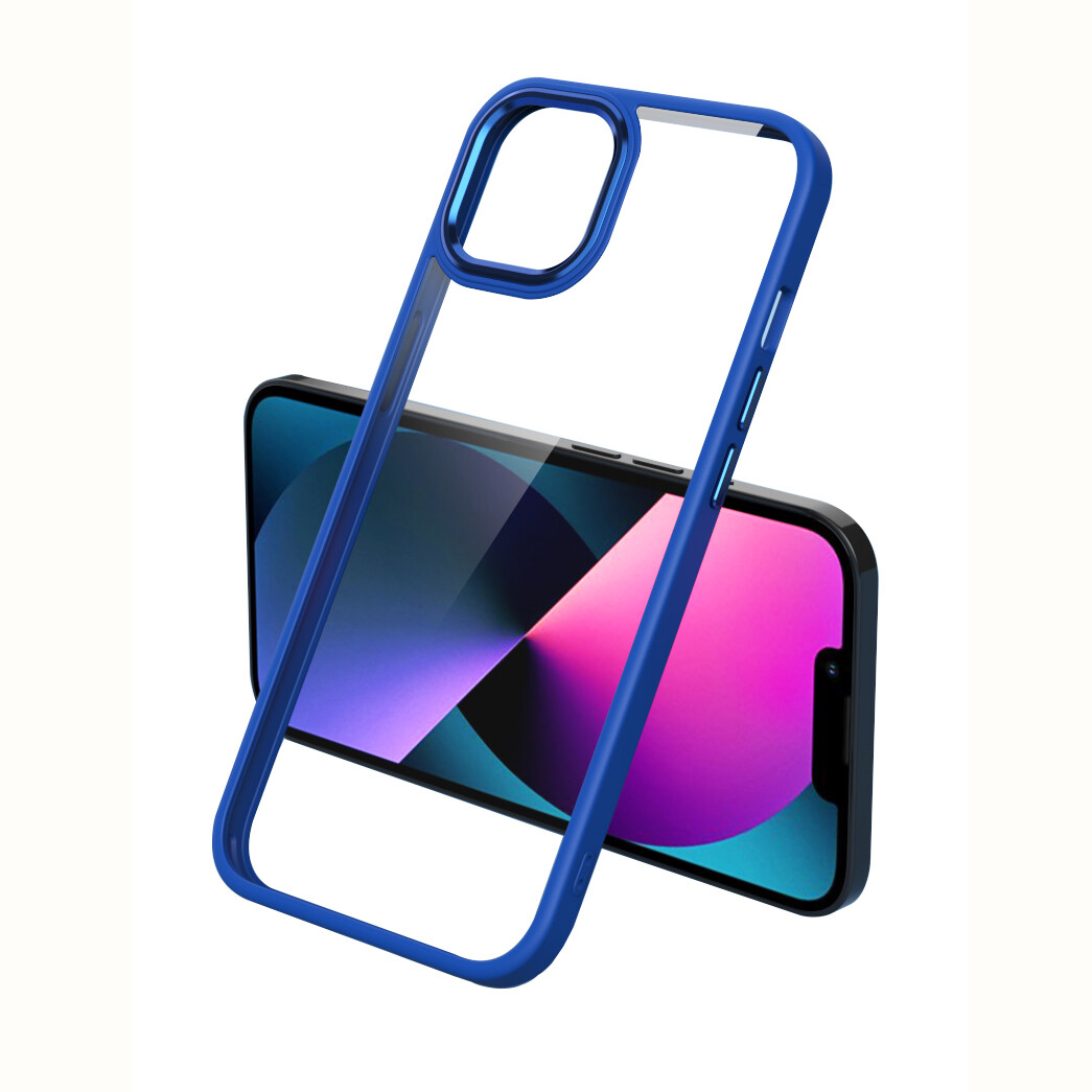 KNY Apple phone 13 Klf Renkli Silikon Kenarl effaf Krom Kapak