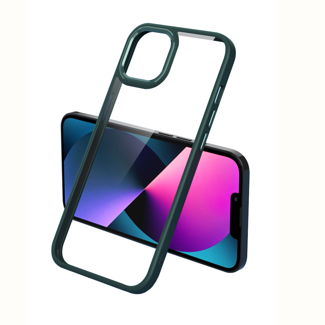 KNY Apple phone 13 Klf Renkli Silikon Kenarl effaf Krom Kapak