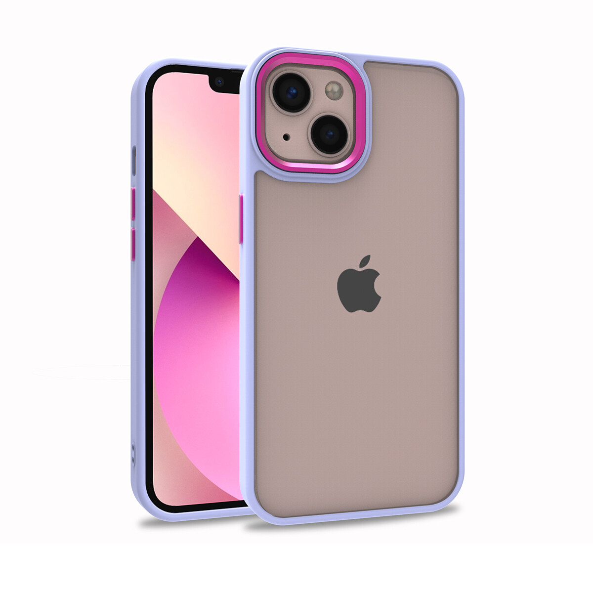 KNY Apple phone 13 Klf Silikon Kenarl Renkli Flora Kapak