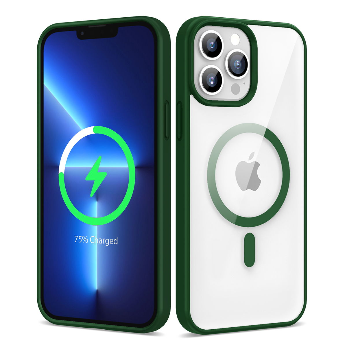 KNY Apple phone 13 Klf Silikon Kenarl Renkli Magsafeli Sert Ege Kapak