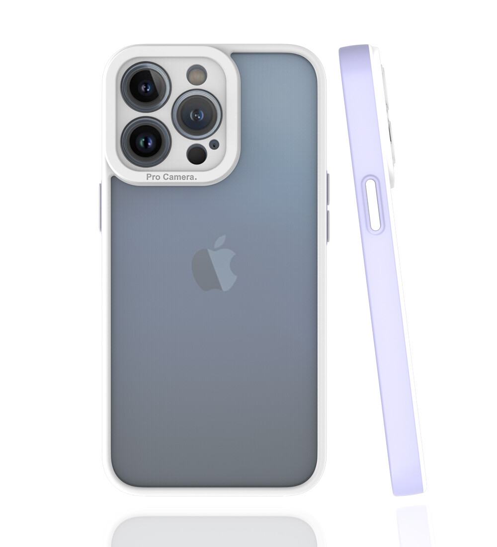 KNY Apple phone 13 Pro Klf Renkli Silikon Kenarl Kamera Korumal effaf Mima Kapak