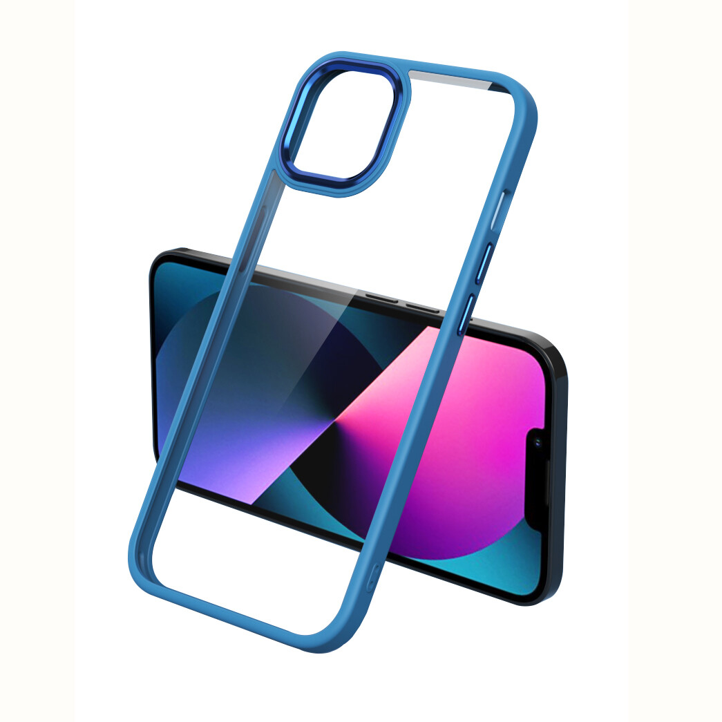 KNY Apple İphone 13 Pro Kılıf Renkli Silikon Kenarlı Şeffaf Krom Kapak