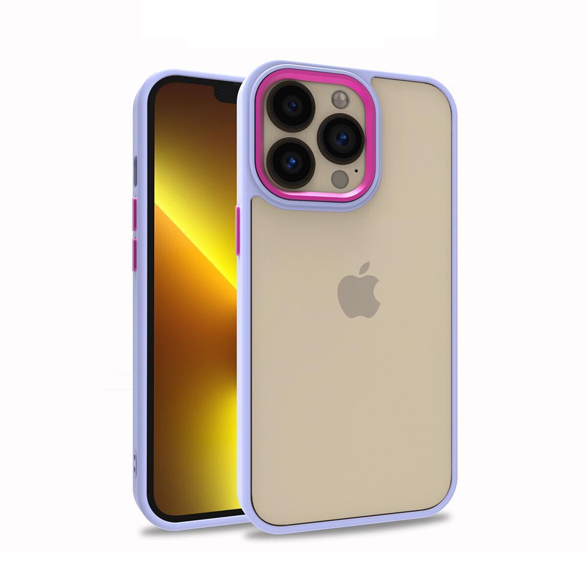KNY Apple phone 13 Pro Klf Silikon Kenarl Arkas effa Renkli Flora Sert Kapak